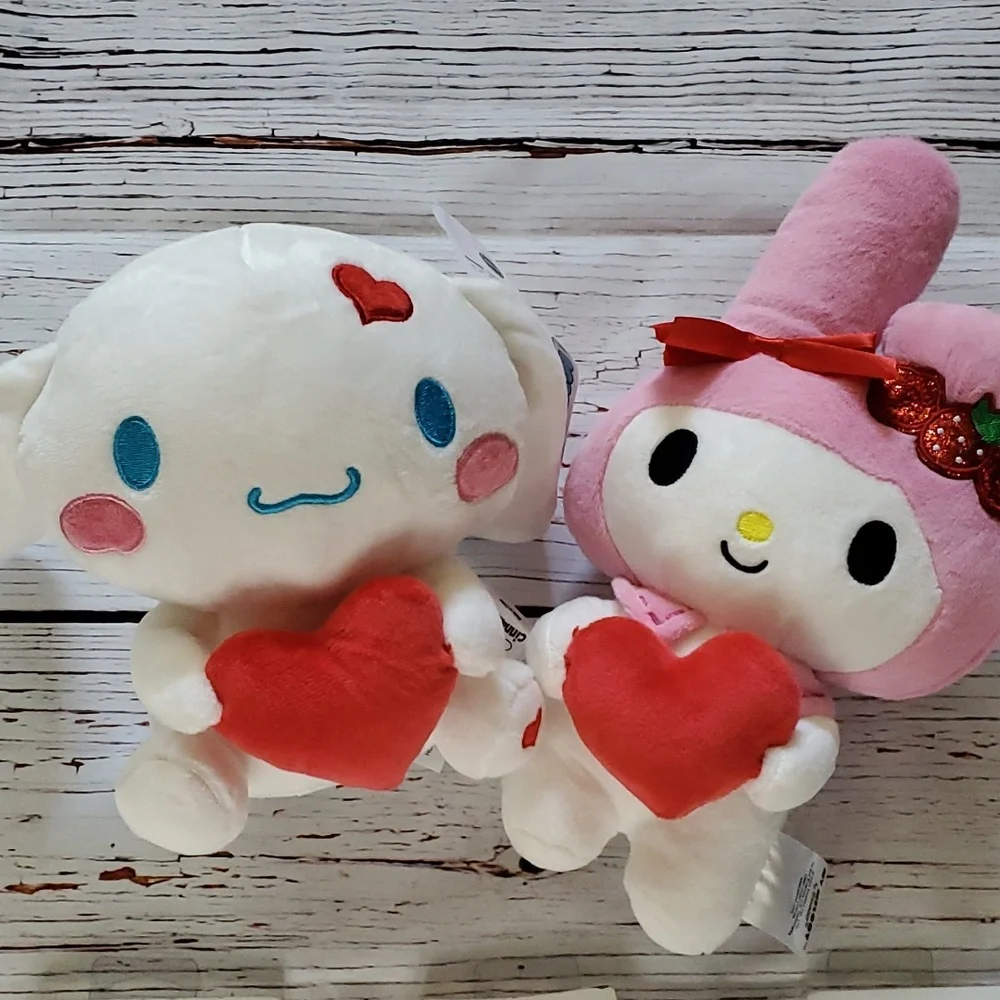 🆕️ HELLO KITTY AND FRIENDS CINNAMOROLL & MY MELODY VALENTINE PLUSH 🤍💕